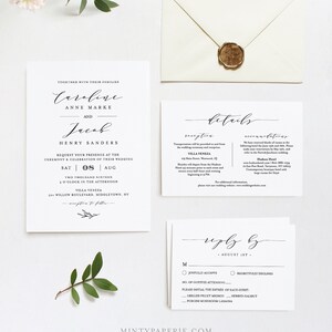 Minimalist Wedding Bundle, Classic Wedding Essential Templates, Invitation Suite, 100% Editable Text, Instant Download, Templett 037-BUNDLE image 2