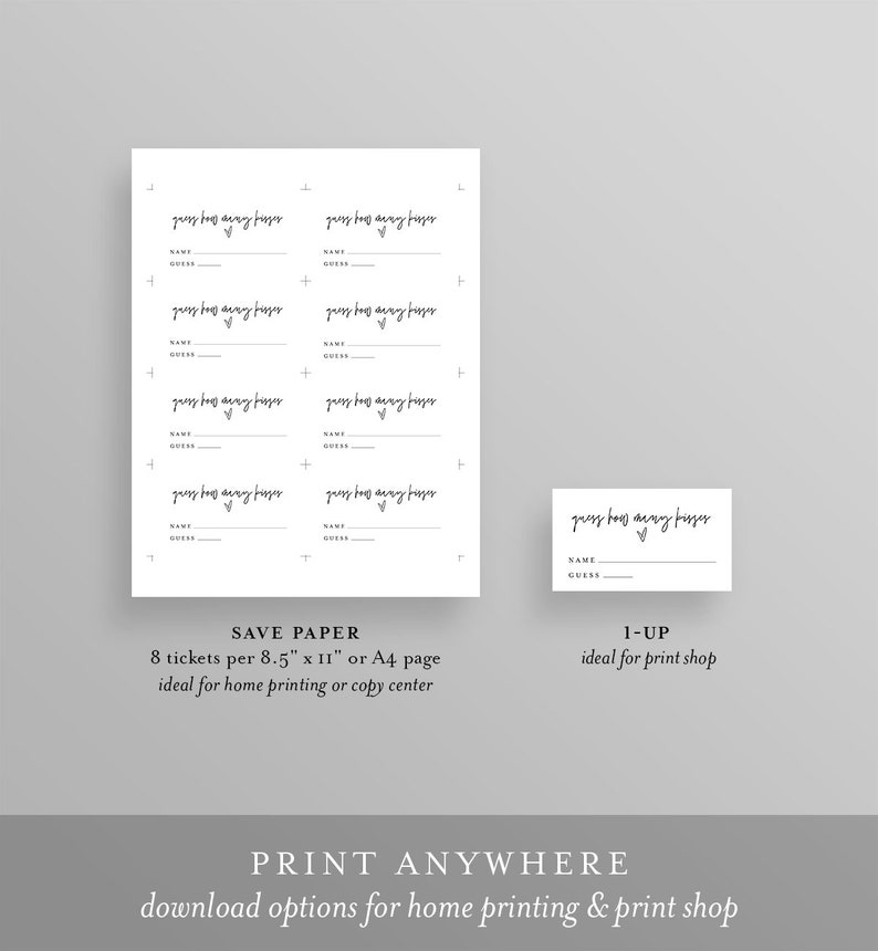 How Many Kisses Bridal Shower Game Hershey Kisses Game Etsy