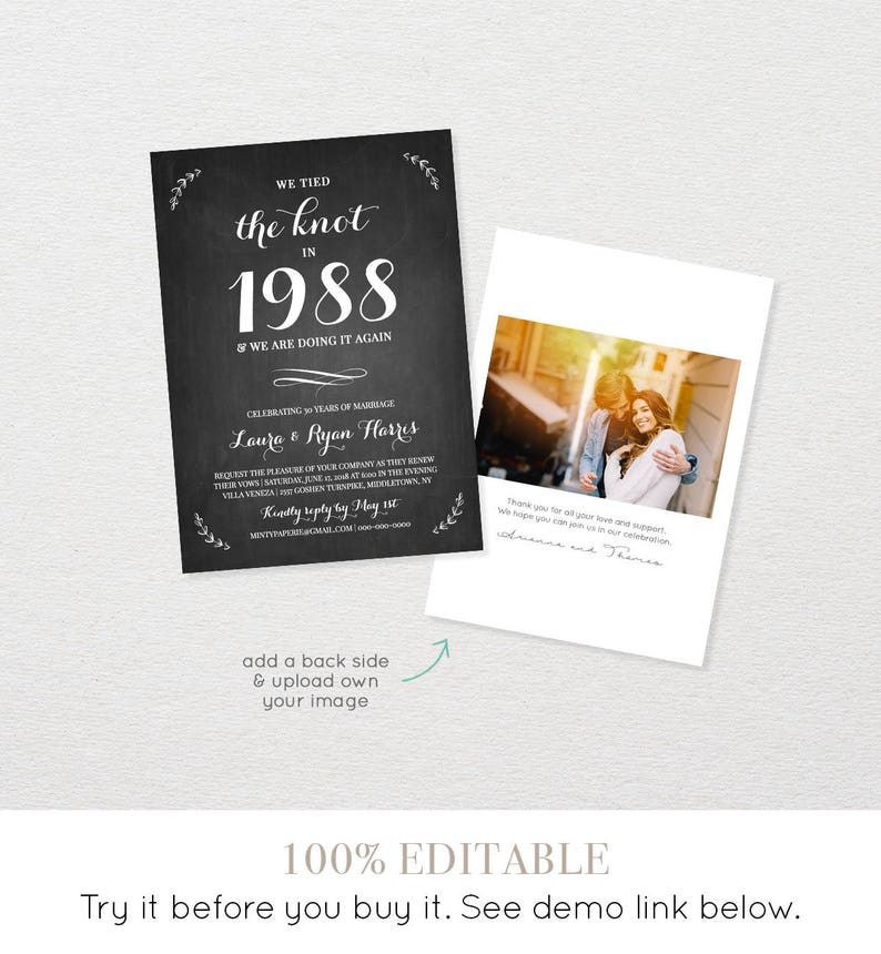 Anniversay Invitation Template Wedding Vow Renewal ...