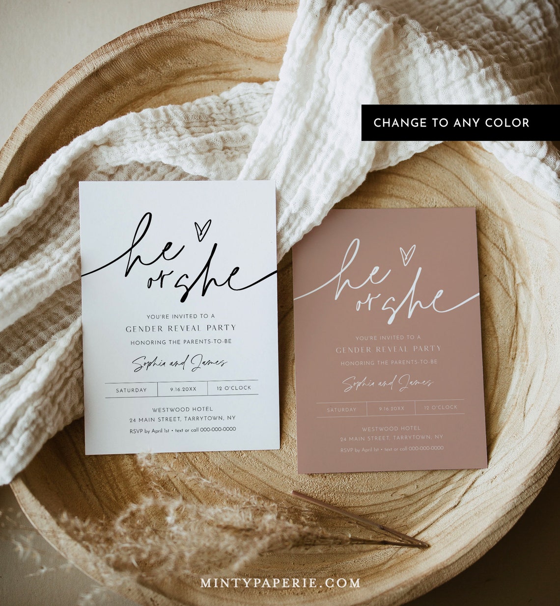 Gender Reveal Invitation Template Minimalist Gender Party - Etsy