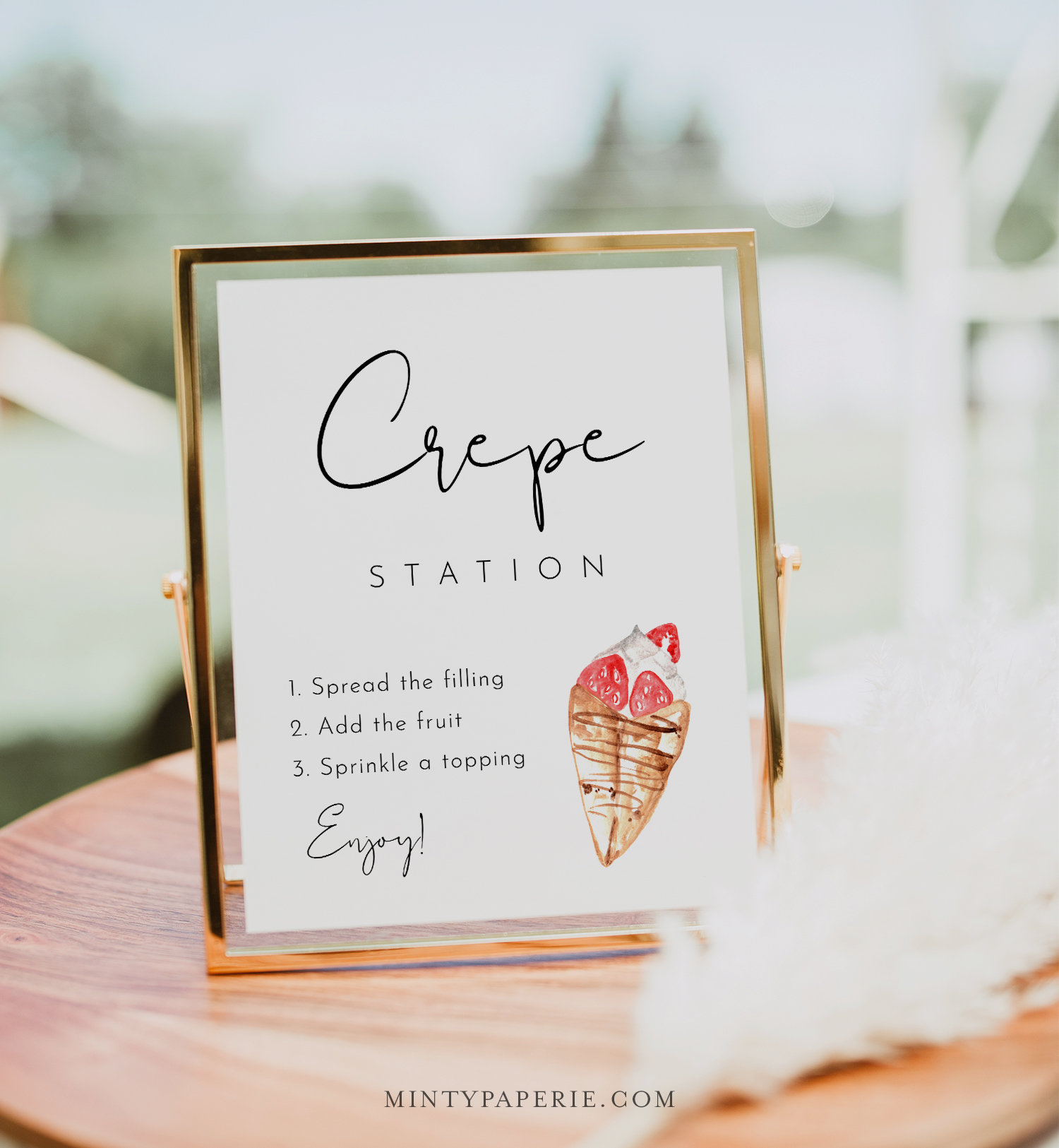 Crepe Station Sign, Wedding Crepe Bar, Bridal Shower Crepe Sign, Pancake,  Dessert Menu, Minimalist, Editable, Instant, Templett #0031-58S