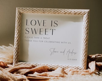 Love Is Sweet Sign, Minimalist Wedding Favors Sign Template, Take A Treat, Printable Favors Card, Instant Download, Templett 8x10 #0026B-22S