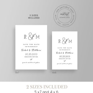 Rustic Save the Date Template, Printable Self-editing Wedding Date Card ...