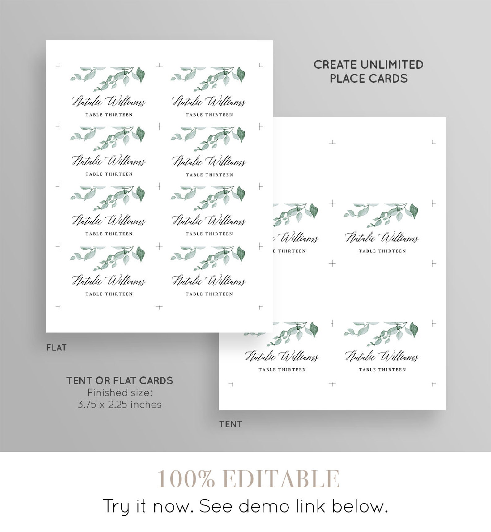 Printable Wedding Place Card Escort Card Template Name Card Etsy