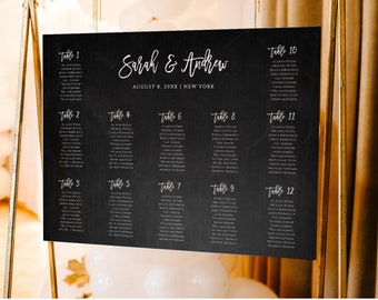 Wedding Seating Chart Template, Instant Download, 100% Editable, DIY Printable Rustic Seating Chart, Chalkboard Seating Plan #018-205SC