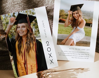 Graduation Announcement, Editable Template, Photo Graduate Postcard, Senior Photography Card, Instant Download, Templett, 5x7 #105GA