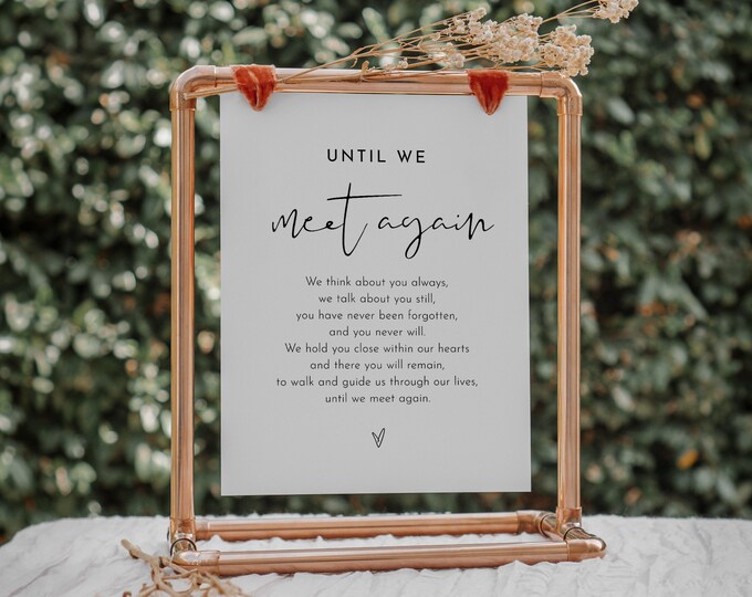 In Loving Memory Sign, Until We Meet Again Poem, Wedding Memorial Table, Editable Template, Instant Download, Templett #0031-85S