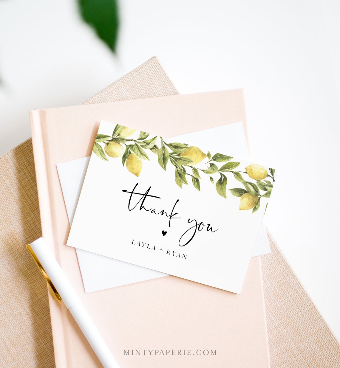 Thank You Card Template Lemon Wedding Thank You Bridal | Etsy