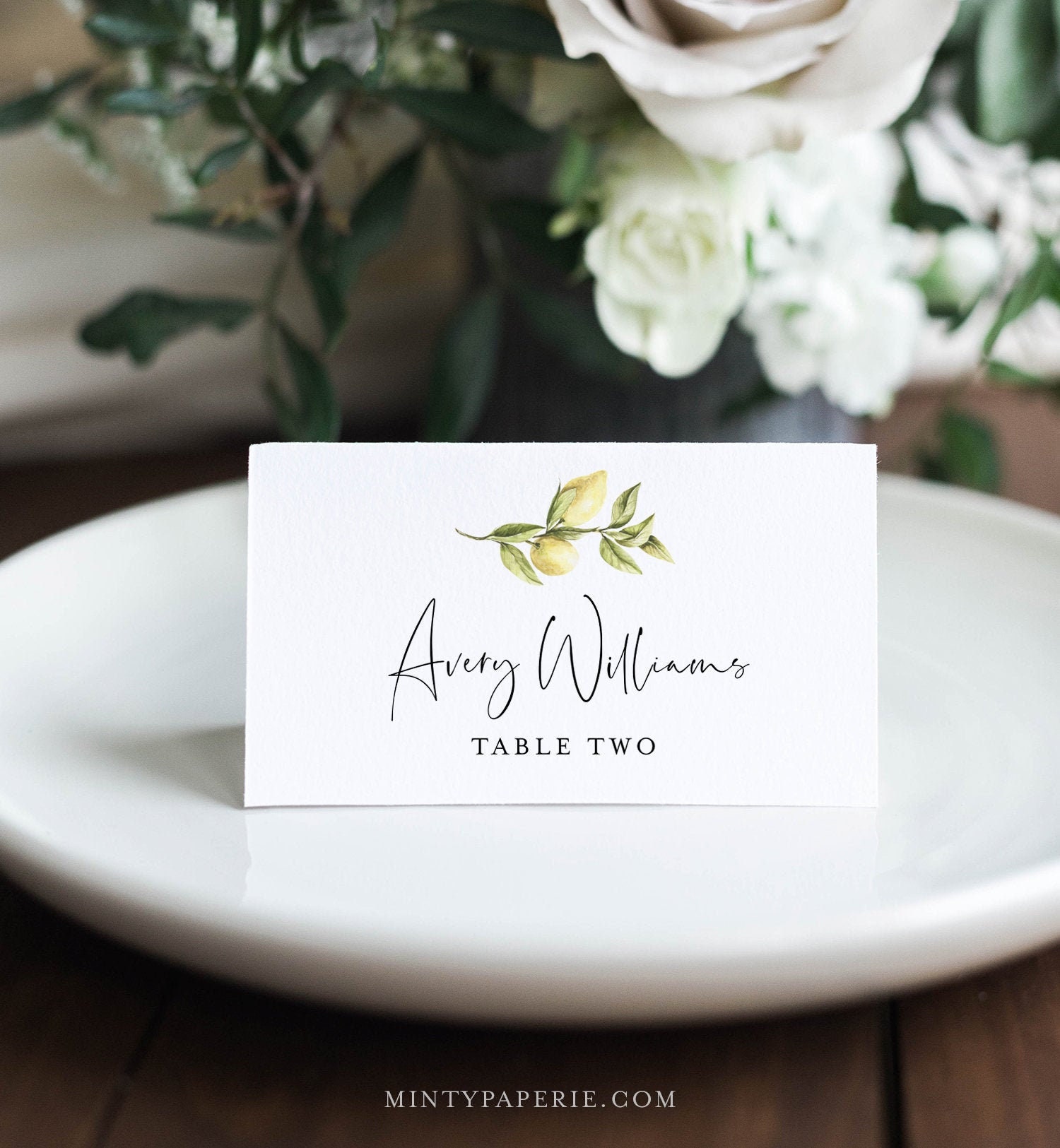 Lemon Place Card Template, Printable Citrus Summer Wedding With Regard To Table Place Card Template Free Download