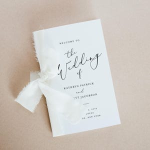 Minimalistisk bröllopsprogrammall, modern gudstjänstordning, katolsk ceremoni, DIREKT NEDLADDNING, 100 % redigerbar, mall, DIY #045-145WP