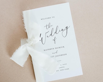 Minimalist Wedding Program Template, Modern Order of Service, Catholic Ceremony, INSTANT DOWNLOAD, 100% Editable, Templett, DIY #045-145WP