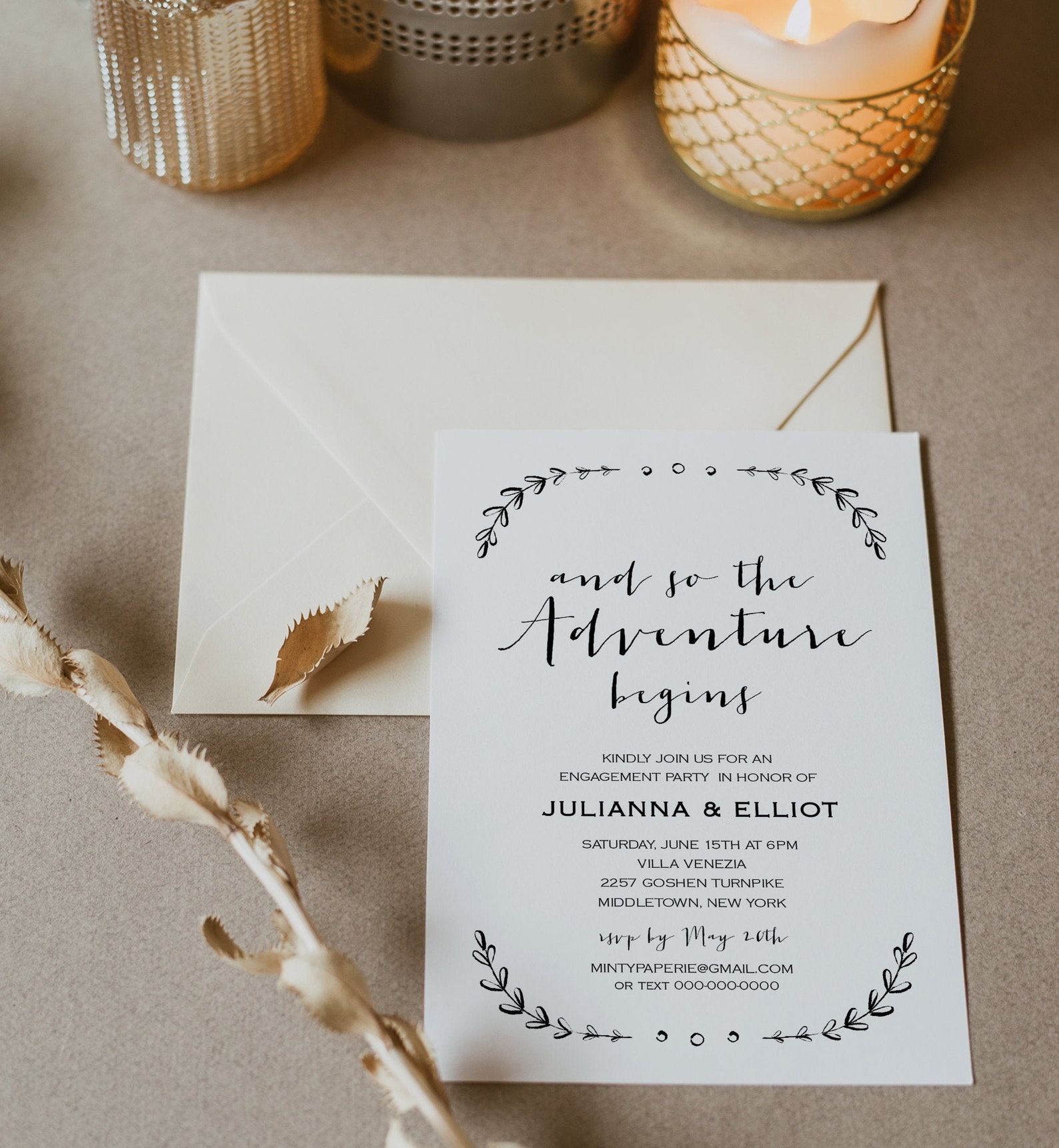 Rustic Engagement Party Invitation Template Printable Etsy