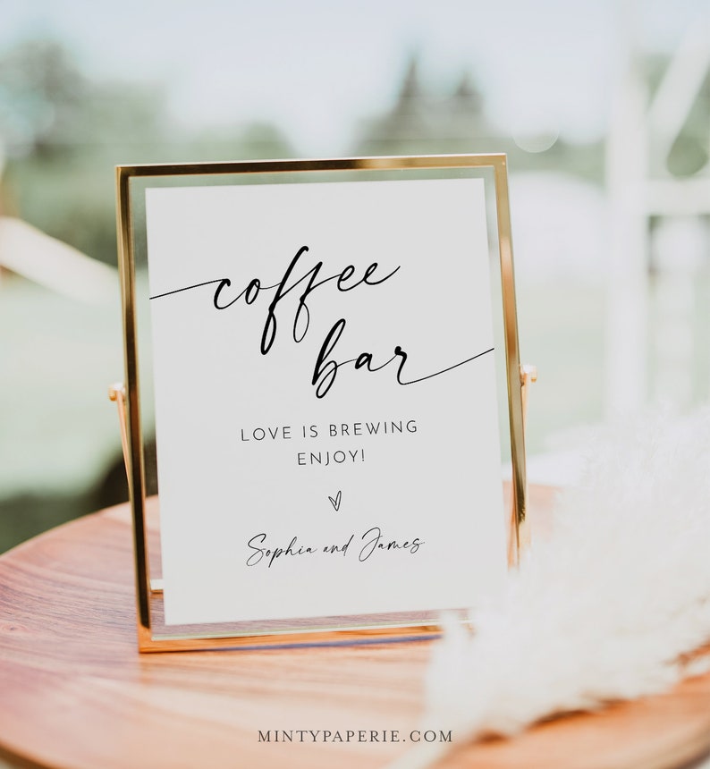 Coffee Bar Sign, Printable Wedding Coffee and Tea Sign, Minimalist, 100 ...