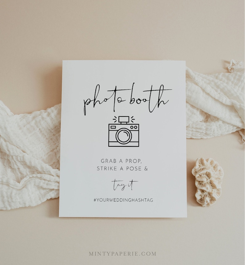 Photobooth Schild, druckbare minimalistische Hochzeit Photobooth Requisiten, moderne Photobooth Schild, Instant Download, Templett, 8x10 0031-20S Bild 2