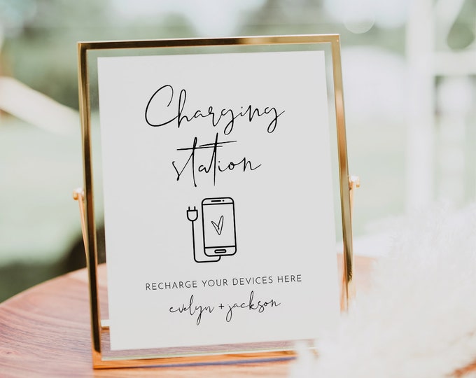 Charging Station Sign, Wedding Charging Station, Phone Charging, Power Bar Sign, Charge Device, Modern Wedding, Editable, 8x10 #0031-69S