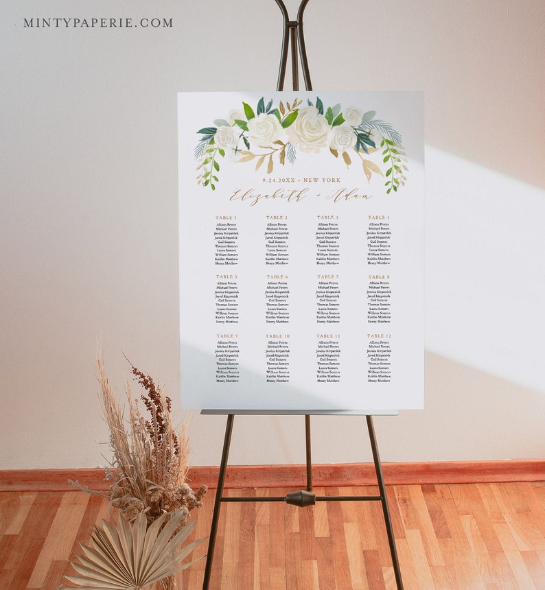 Seating Chart Template Printable Bridal Shower Seating Sign Etsy