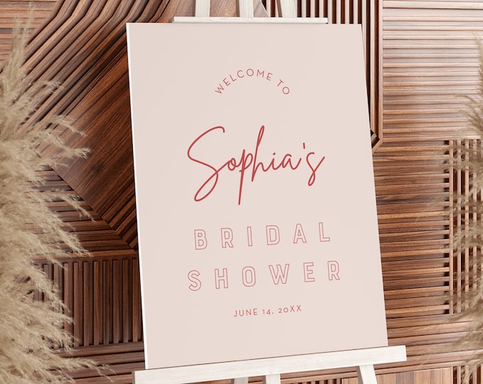 Modern Welcome Sign, Minimalist Bridal Shower Poster, 100% Editable Template, Instant Download, Printable, Templett, 18x24, 24x36 #055-294LS