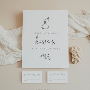 How Many Kisses Bridal Shower Game, Hershey Kisses Game, Minimalist Bridal Shower Printable, Sign & Ticket, Instant Download #0031-29BRG