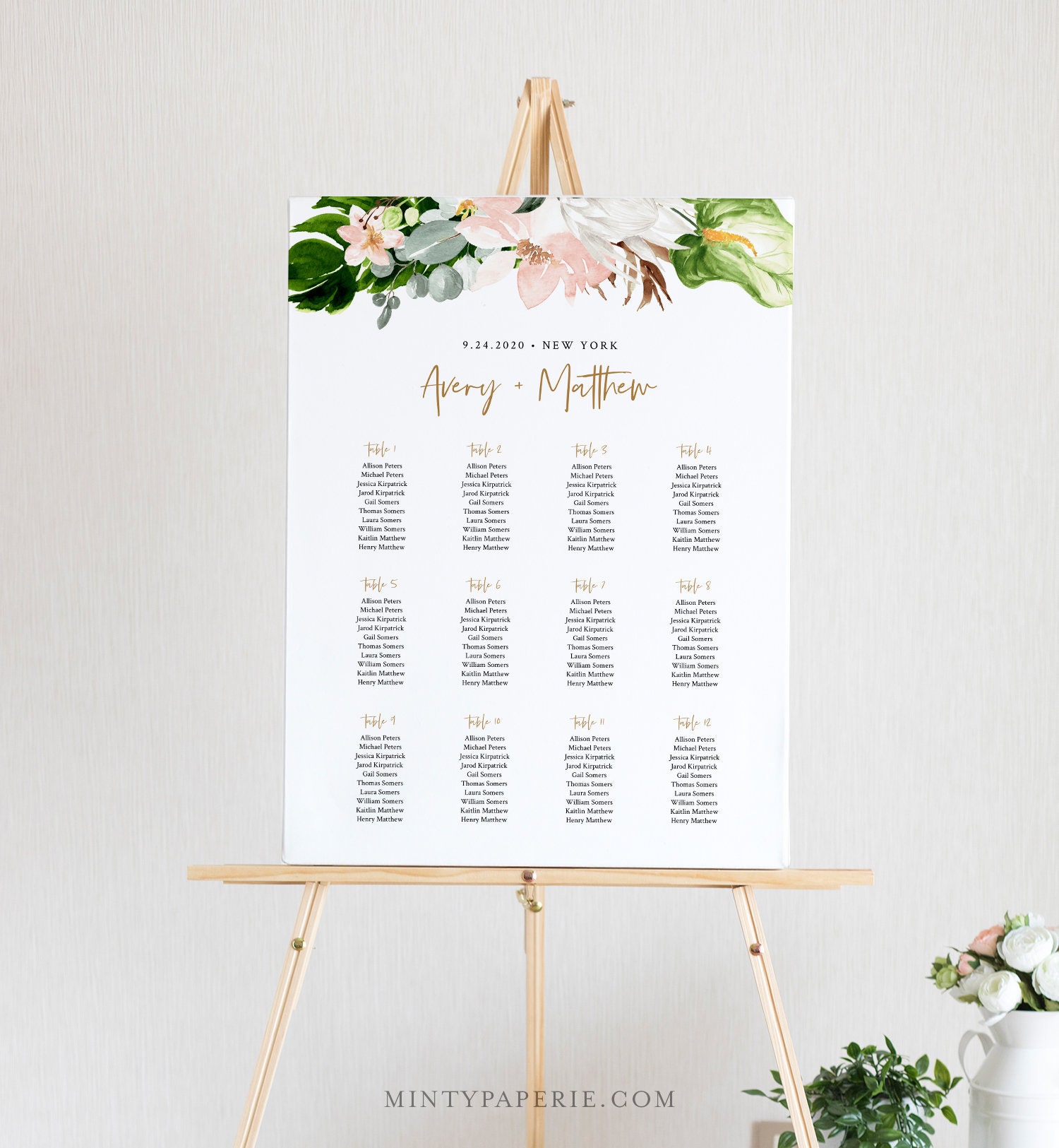 Wedding Seating Chart Order