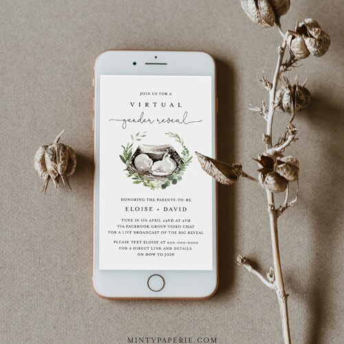 Virtual Gender Reveal Invitation Social Distance Gender Etsy