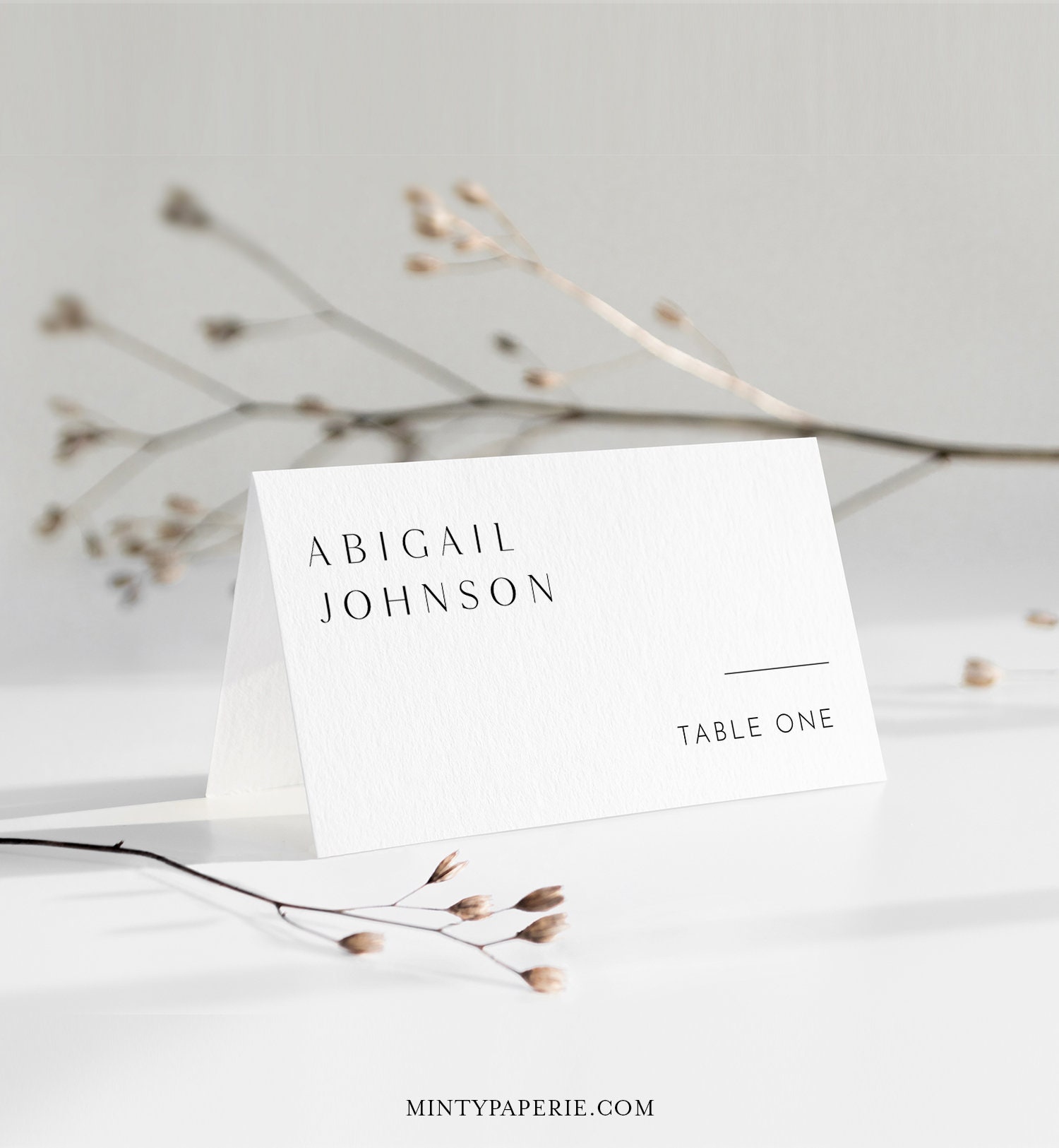 Modern Place Card Template Printable Minimalist Simple Wedding Escort 