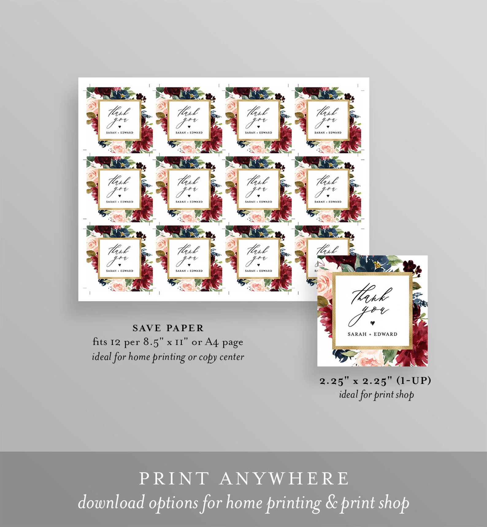 Favor Tag Template Printable Wedding or Bridal Shower Thank | Etsy