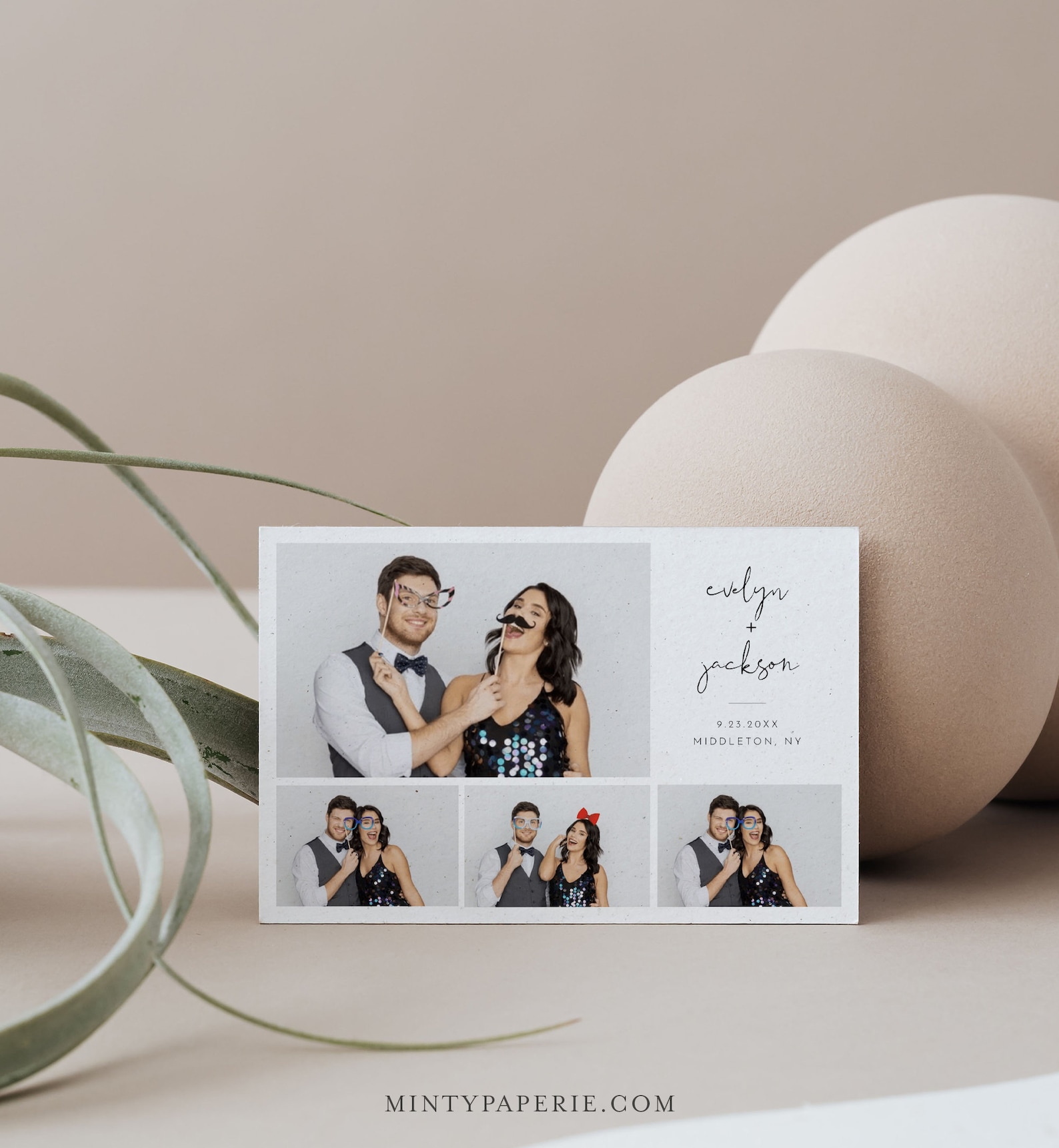 Photo Booth Strip Template, Minimalist Wedding Photo Booth Overlay
