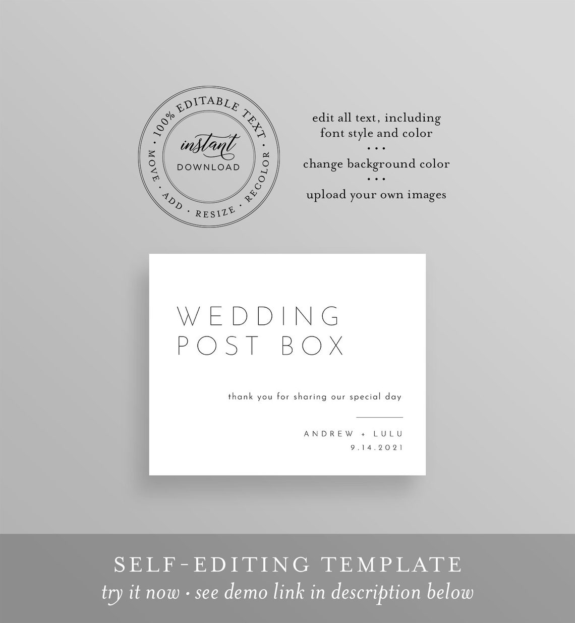 Wedding Post Box Sign Wedding Card Sign Minimalist Modern Etsy