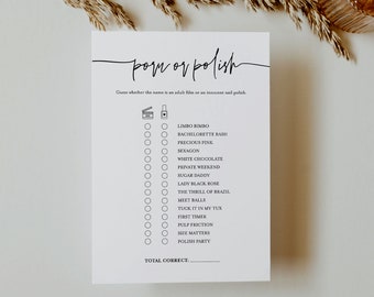 Porn or Polish Game, Hen Do Party, Dirty Bachelorette Game, Modern, Minimal, Editable Template, Instant Download, Templett #0009-113BACH
