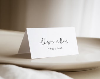 Modern Place Card Template, Printable Minimalist Edgy Wedding Buffet Card & Meal Option, Instant Download, Editable, Templett #0031-217PC