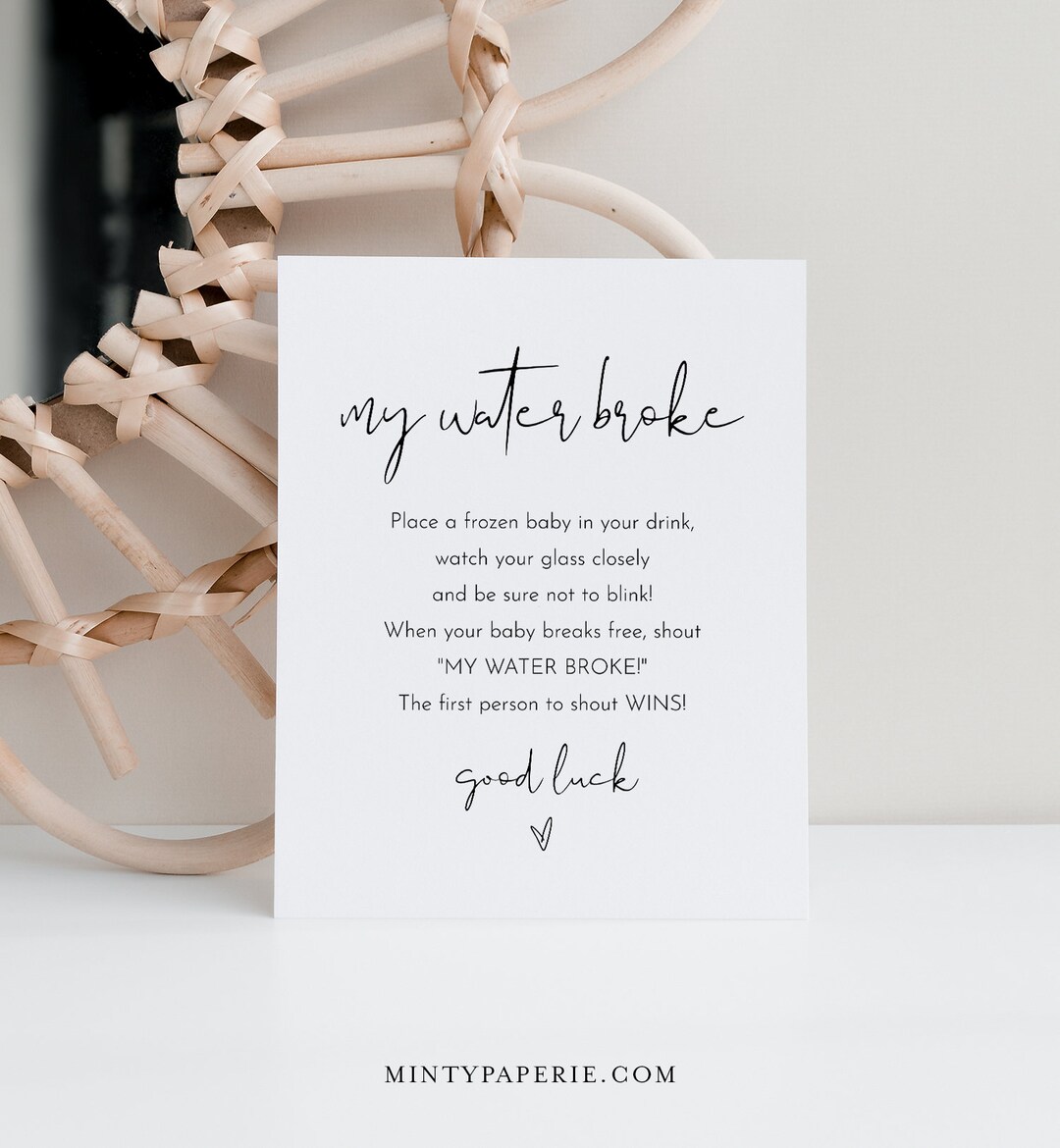 My Water Broke Game, Printable Minimalist Baby Shower, Frozen Baby Game ...