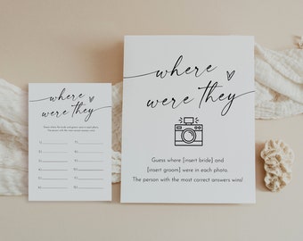 Where Were They Bridal Shower Game Template, Couples Photo Game, Minimalist Bridal Shower, Editable, Instant Download, Templett #0034W-14BRG