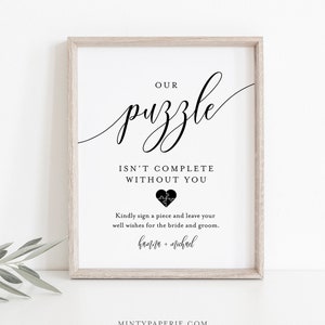 Puzzle Guestbook Sign, Wedding Jigsaw Puzzle Piece Sign, Editable Template, Minimalist, Printable, Instant Download, Templett, 8x10 #008-36S