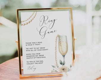 Ring Game, Pearls and Prosecco Bridal Shower Game, Don't Say Bride Game, Printable, Editable, Instant Download, Templett #0065-30BRG