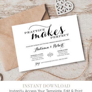 Wedding Rehearsal Dinner Invitation Template, INSTANT DOWNLOAD, Printable Wedding Rehearsal Invite, Fully Editable Template Digital #201RD