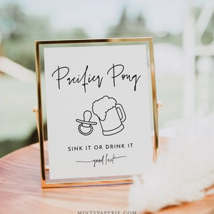 Pacifier Beer Pong Sign, Baby Brewing Shower Game, Baby Beer Pong Game, Editable Template, Instant Download, Templett, 8x10 #0009-408BASG