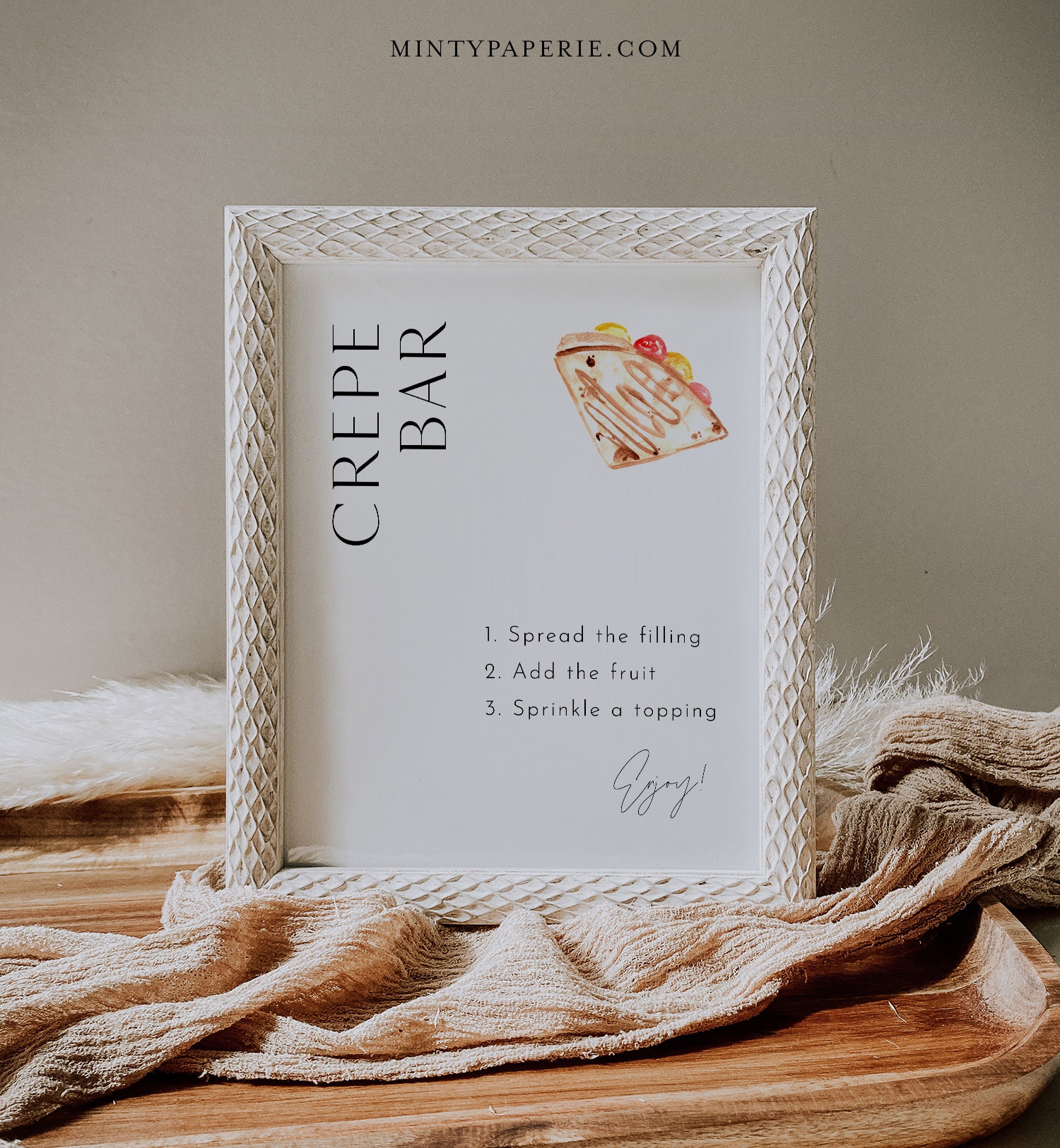 Crepe Bar Sign, Wedding Crepe Station, Bridal Shower Crepe Sign, Pancake,  Dessert Menu, Minimalist, Editable, Instant, Templett #0026B-63S