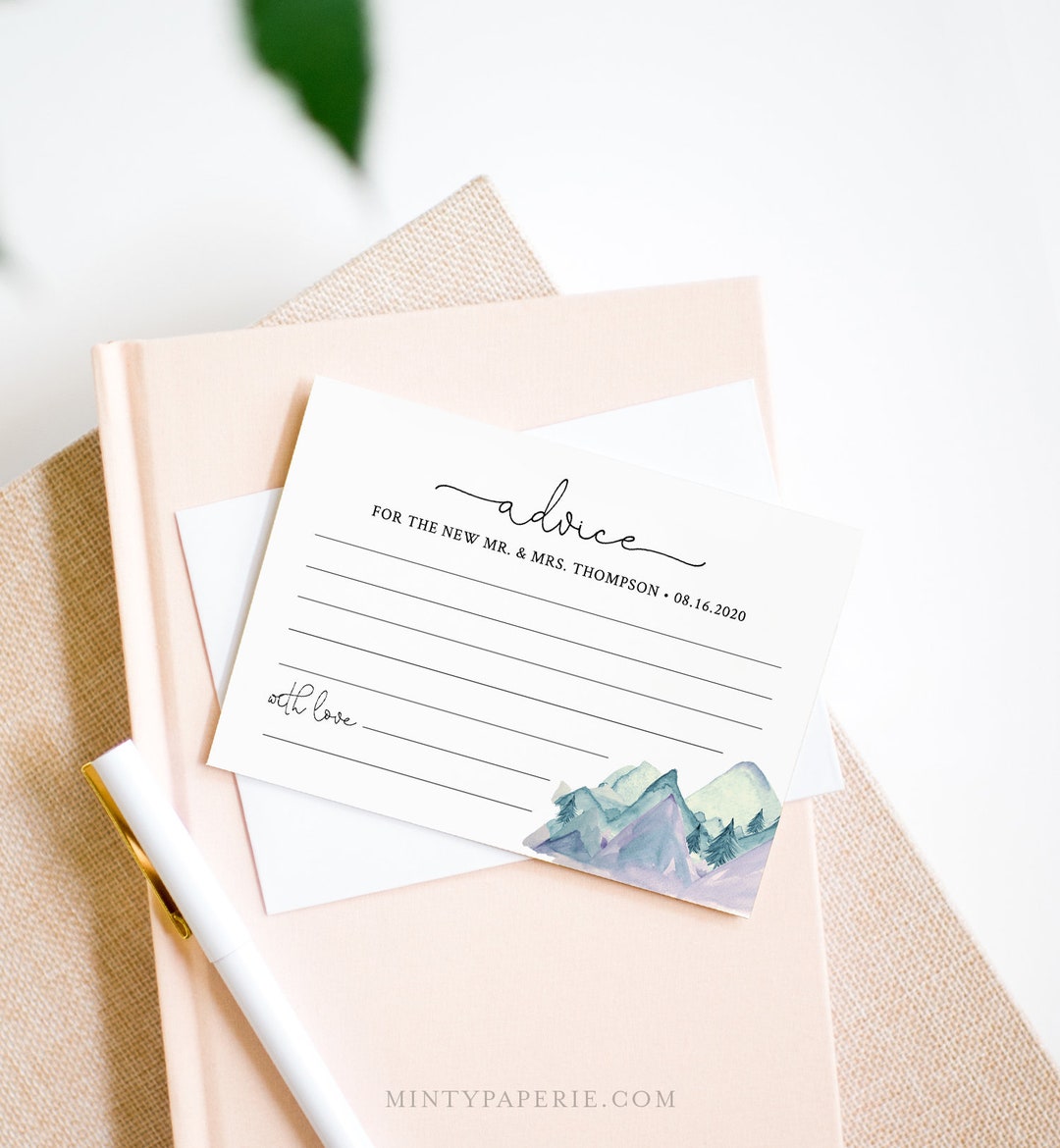 Printable Advice Card Template, Wedding, Bridal Shower, Baby Shower ...