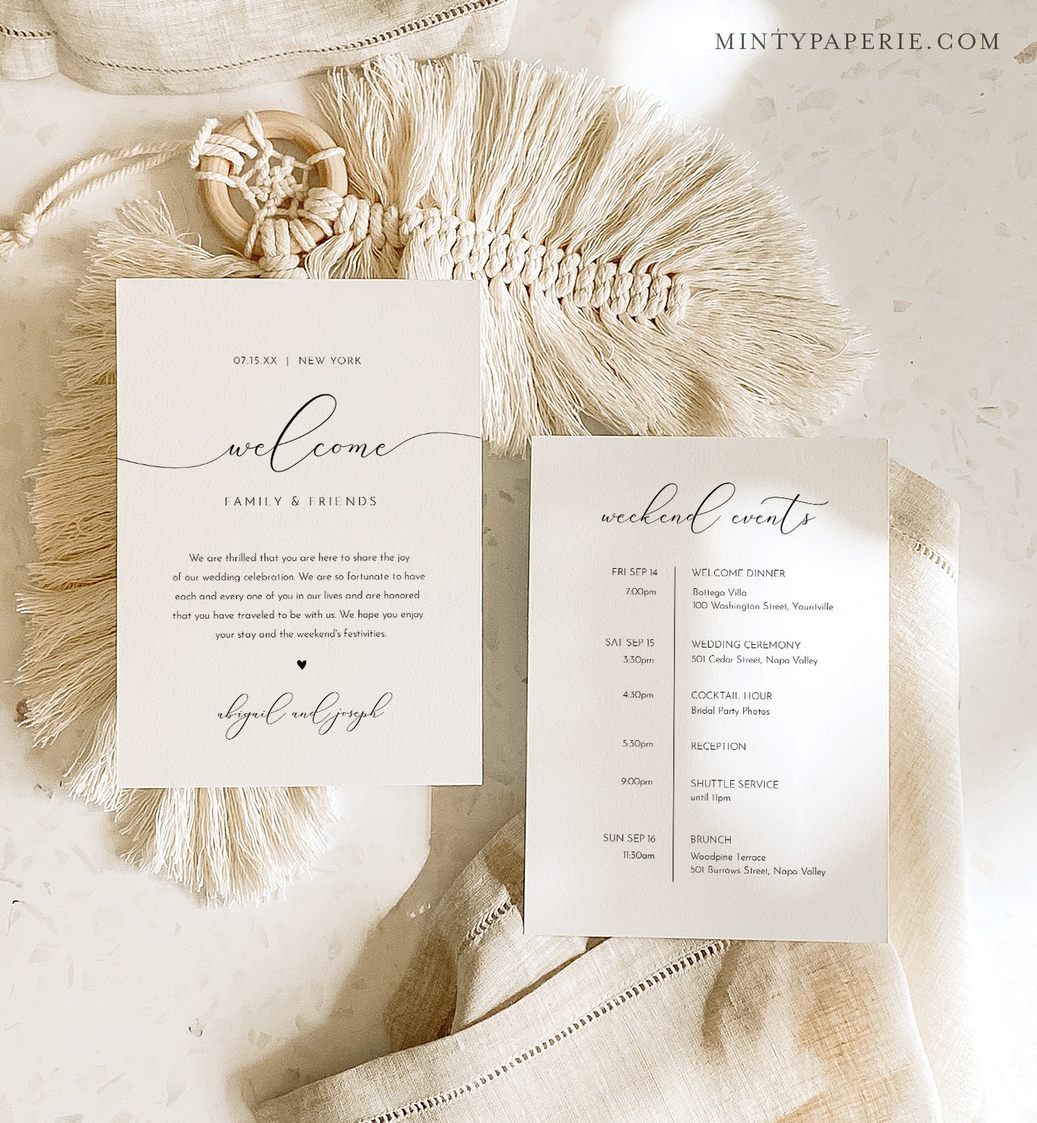 Modern Wedding Welcome Bag Note Template – TimberWink Studio