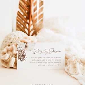 Display Shower Card, Baby Shower, Bridal Shower, Unwrapped Gift Insert, Bohemian, Editable Template, Instant Download, 3.5x2 #0028A-106DS