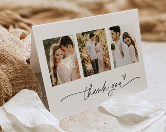 Wedding Photo Thank You Card, Minimalist, Flat and Folded Thank You Card Template, Editable, Instant Download, Templett, 5x7 #0032-208TYC