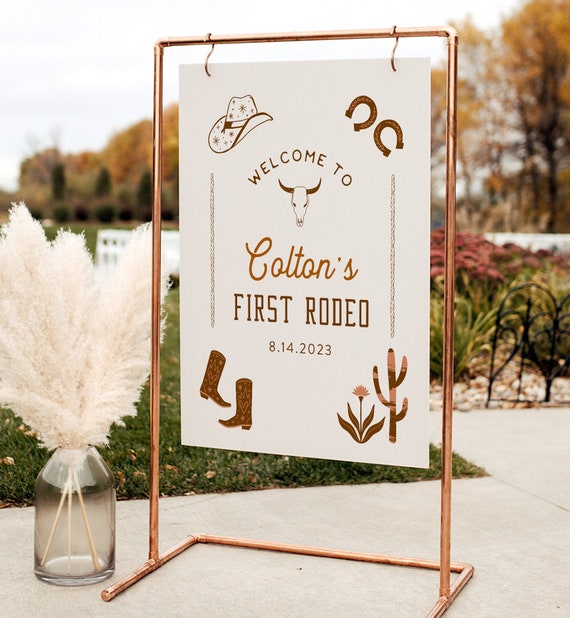 Western Birthday Welcome Sign, Rodeo 1st Birthday Poster, Editable Template, Instant Download, Templett, 18x24, 24x36 #0040-338LS