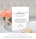 Wedding Welcome Bag Note, Welcome Bag Letter, Printable Wedding Itinerary, Agenda, Instant Download, Fully Editable Template, DIY #030-104WB