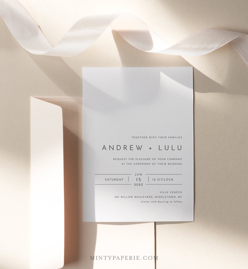 Modern Pocket Fold Wedding Invitation Set, Minimalist Invite & Enclosure Cards, Instant Download, 100% Editable Template, Templett 094PF image 4
