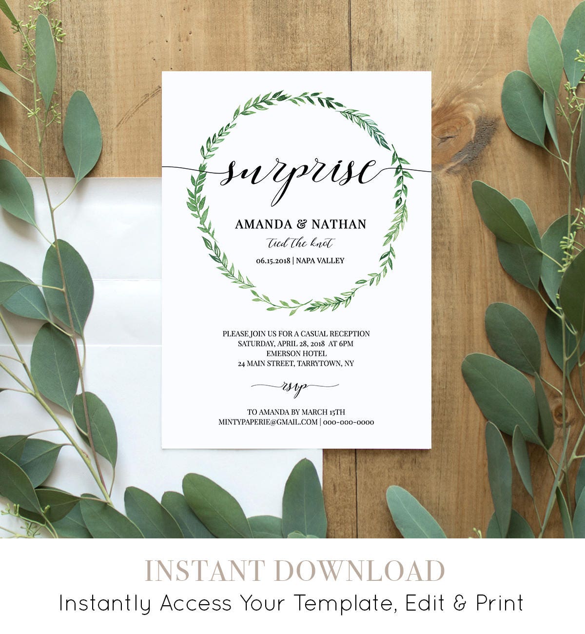 elopement reception invitation printable