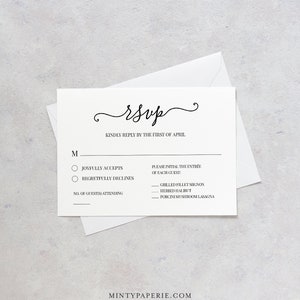 Modèle de carte de RSVP de mariage, nous faisons, mariage de coeur, carte de réponse de carte postale imprimable, téléchargement immédiat, calligraphie modifiable et moderne #030A