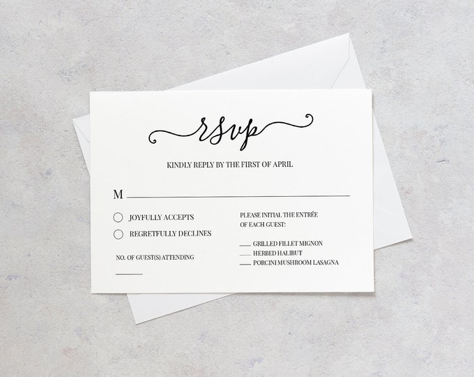 Wedding RSVP Card Template, We Do, Heart Wedding, Printable Postcard Response Card, Instant Download, Editable, Modern Calligraphy #030A