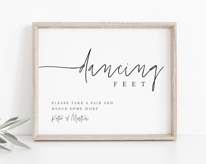 Flip Flop Sign, Wedding Dancing Feet Sign, Dance Floor Sign, Printable Flip Flop Favor, Instant Download, Templett, 8x10 #0009-37S