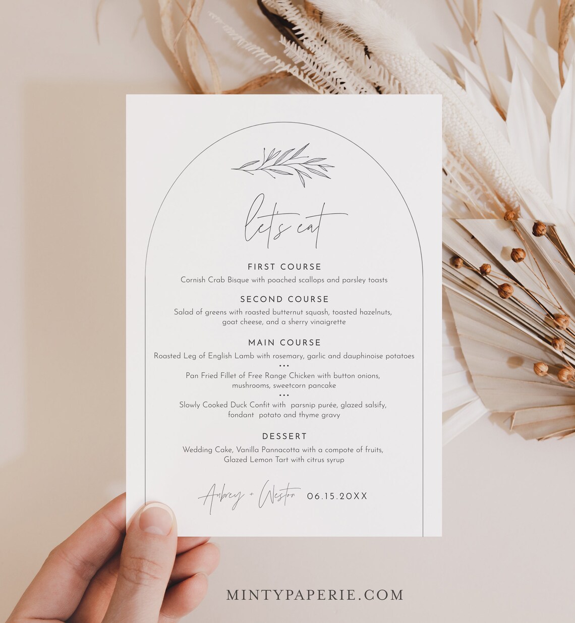 Minimalist Arc Menu Template Printable Modern & Simple | Etsy