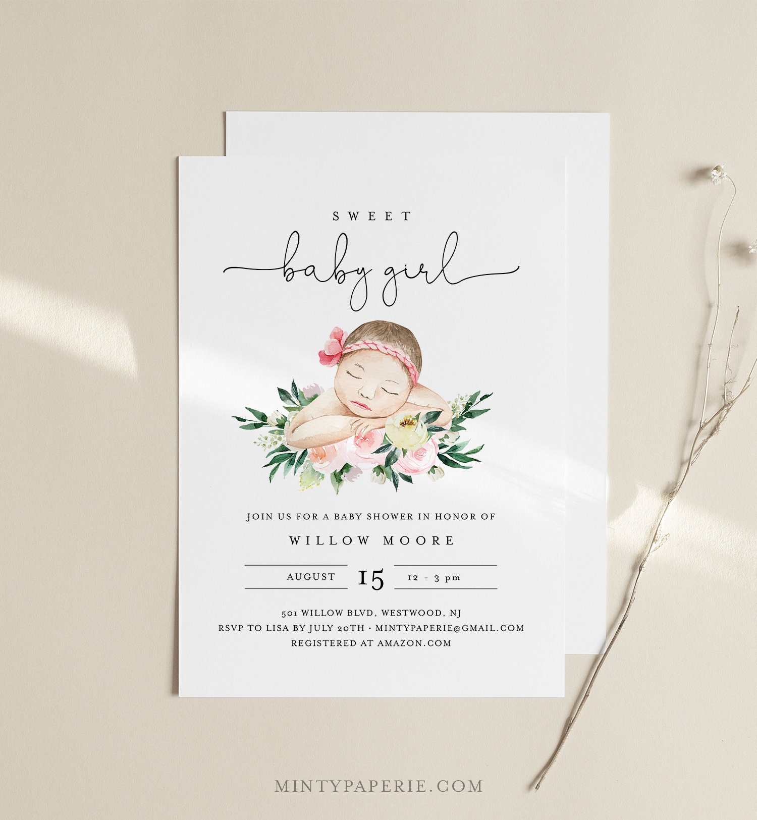 sweet baby girl invitations